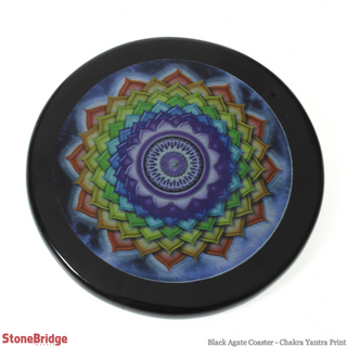 Black Agate Coaster - Chakra Yantra Print from The Rock Space