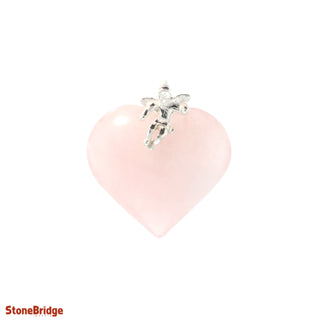 Rose Quartz Heart & Angel - 925 Silver Pendant from The Rock Space