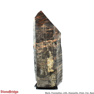 Black Tourmaline & Hematite Cut Base, Polished Point U#47 from The Rock Space