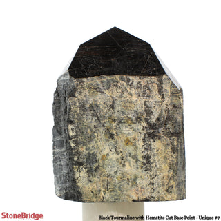 Black Tourmaline & Hematite Cut Base, Polished Point U#7 from The Rock Space