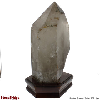 Smoky Quartz Point On Wood Base U#14 - 13 1/2" from The Rock Space