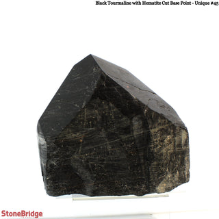 Black Tourmaline & Hematite Cut Base, Polished Point U#45 from The Rock Space