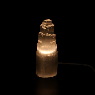Selenite Tower Lamp - Small 8” Tall from The Rock Space
