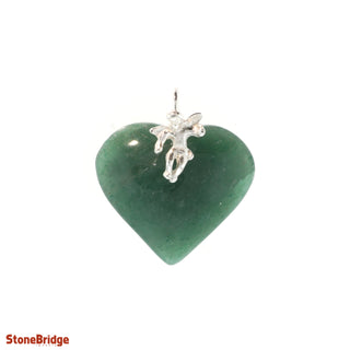 Green Aventurine Heart & Angel - 925 Silver Pendant from The Rock Space