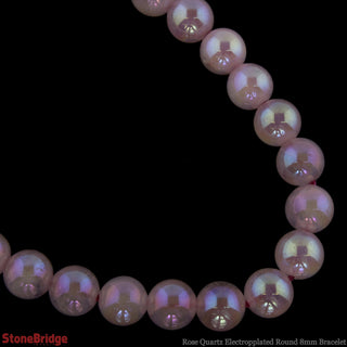 Rose Quartz Electroplated - Round Strand 7" - 8mm from The Rock Space