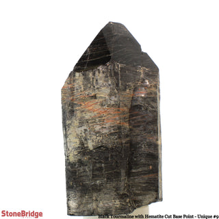 Black Tourmaline & Hematite Cut Base, Polished Point U#9 from The Rock Space