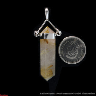 Rutilated Quartz Double Terminated Swivel - 925 Silver Pendant from The Rock Space