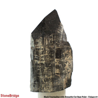 Black Tourmaline & Hematite Cut Base, Polished Point U#7 from The Rock Space