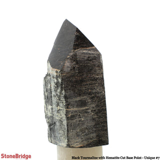 Black Tourmaline & Hematite Cut Base, Polished Point U#7 from The Rock Space