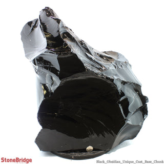Obsidian Black Boulder Cut-Base U#86 - 18 3/4" from The Rock Space