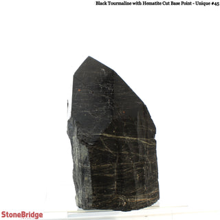 Black Tourmaline & Hematite Cut Base, Polished Point U#45 from The Rock Space