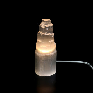 Selenite Tower Lamp - Small 8” Tall from The Rock Space