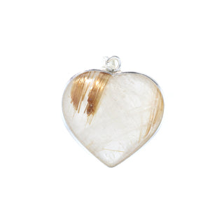 Rutilated Quartz Heart with Silver All Around - 925 Silver Pendant from The Rock Space