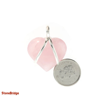 Rose Quartz V-Bale Heart - 925 Silver Pendant from The Rock Space