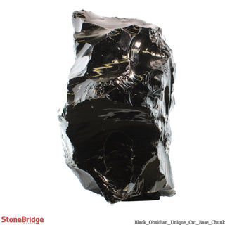 Obsidian Black Boulder Cut-Base U#82 - 15" from The Rock Space