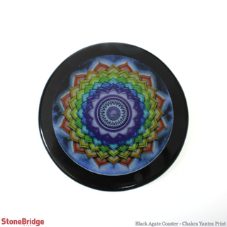 Black Agate Coaster - Chakra Yantra Print from The Rock Space