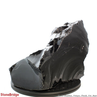 Obsidian Black Boulder Cut-Base U#6 - 11" from The Rock Space