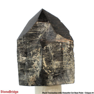 Black Tourmaline & Hematite Cut Base, Polished Point U#7 from The Rock Space