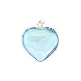 Aqua Aura Heart with Silver Around - 925 Silver Pendant from The Rock Space
