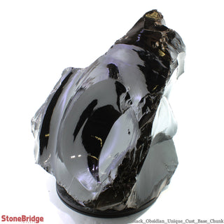 Obsidian Black Boulder Cut-Base U#86 - 18 3/4" from The Rock Space