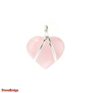 Rose Quartz V-Bale Heart - 925 Silver Pendant from The Rock Space