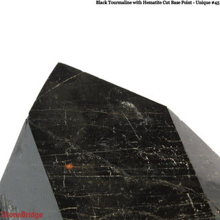 Black Tourmaline & Hematite Cut Base, Polished Point U#45 from The Rock Space