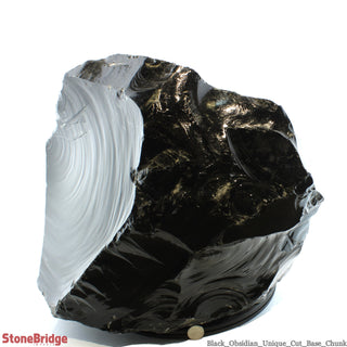 Obsidian Black Boulder Cut-Base U#65 - 16" from The Rock Space