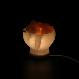 Selenite Lamp Bowl with Orange Chips - 6" from The Rock Space