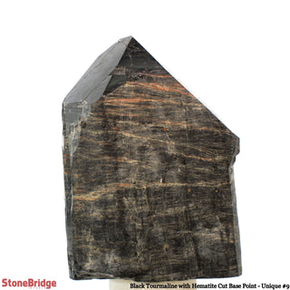 Black Tourmaline & Hematite Cut Base, Polished Point U#9 from The Rock Space