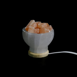 Selenite Lamp Bowl with Orange Chips - 6" from The Rock Space