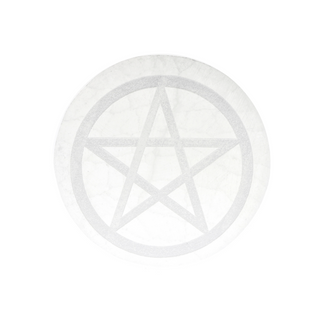 Selenite Thick Charging Plate - Pentagram from The Rock Space