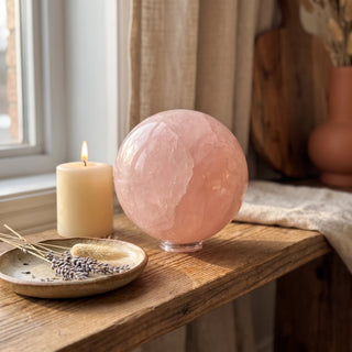Rose Quartz Sphere Unique #40 - 3 3/4" from Stonebridge Imports