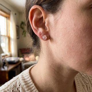 Rose Quartz Silver/Gold Plated Chakra Stud Earrings from Stonebridge Imports