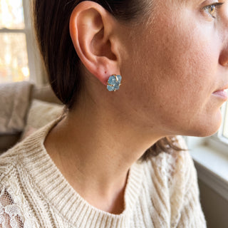 Aquamarine Silver/Gold Plated Chakra Stud Earrings (Enhanced) from Stonebridge Imports
