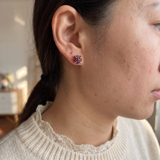 Garnet Silver/Gold Plated Chakra Stud Earrings from Stonebridge Imports