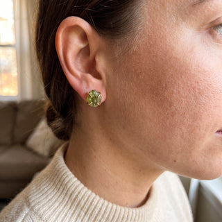 Peridot Silver/Gold Plated Chakra Stud Earrings from Stonebridge Imports