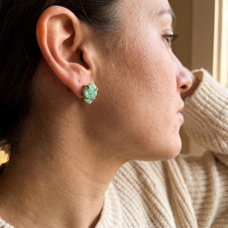 Emerald Silver/Gold Plated Chakra Stud Earrings from Stonebridge Imports
