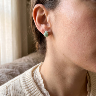 Green Aventurine Silver/Gold Plated Chakra Stud Earrings from Stonebridge Imports