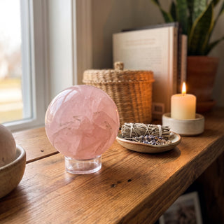 Rose Quartz Sphere Unique #38 - 3 5/8" from Stonebridge Imports