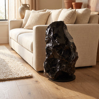 Obsidian Black Boulder Cut-Base U#63 - 24 1/2" from Stonebridge Imports