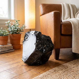 Obsidian Black Boulder Cut-Base U#65 - 16" from Stonebridge Imports