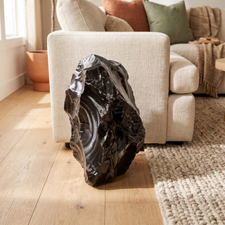 Obsidian Black Boulder Cut-Base U#74 - 17" from Stonebridge Imports