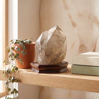 Smoky Quartz Point On Wood Base U#06 - 8 1/2" from Stonebridge Imports
