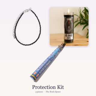 Protection Kit: Black Tourmaline Bracelet - 2-3mm, 7-Day Manifestation Candle, Dragons Blood Blue Hem Incense Sticks - 20 Sticks