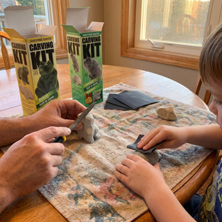 Soapstone Carving Kit - Make 3D Art 🦉🐢🐈 Choose Your Animal from Stonebridge Imports