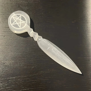 Selenite Athame with Pentacle    from The Rock Space