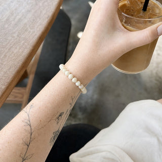 Shell White Round Bracelet - 8mm from Stonebridge Imports