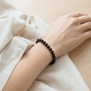 Shungite bead bracelet, lifestyle photo