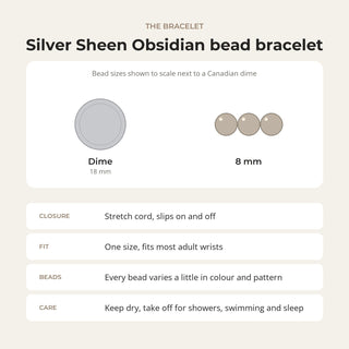 Silver Sheen Obsidian Round Bracelet - 8mm from The Rock Space