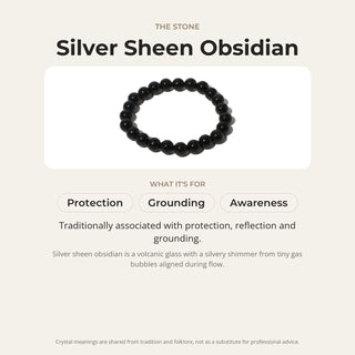 Silver Sheen Obsidian Round Bracelet - 8mm from The Rock Space